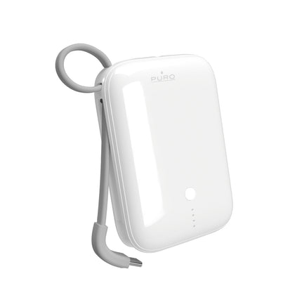 PURO Powerbank 10000mAh USB-A USB-C with built-in cable - white