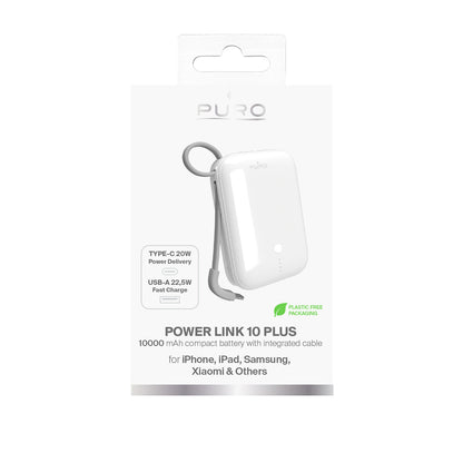 PURO Powerbank 10000mAh USB-A USB-C with built-in cable - white – image 4