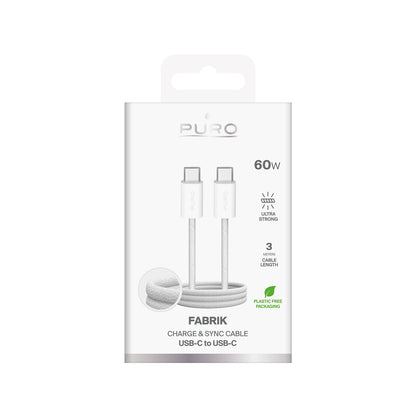 PURO Braided USB-C cable Fabrik 4 240W 1m - white – image 2