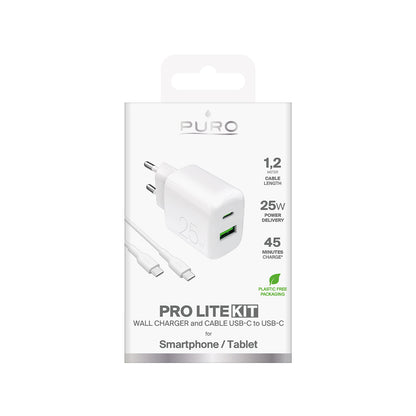 PURO USB-A USB-C wall charger with USB-C cable 25W 1.2m - white – image 2