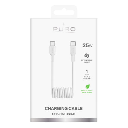 PURO USB-C spiral cable 25W 1m - white – image 2