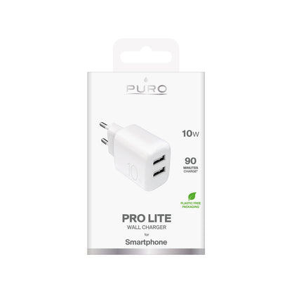 PURO 2x USB-A PROLITE 10W mains charger - white – image 2