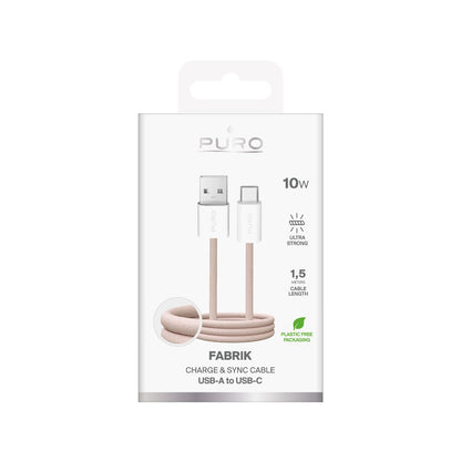 PURO Fabrik 10W 1.5m braided USB-A - USB-C cable - beige – image 2