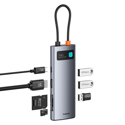 BASEUS 7in1 HUB adapter Metal Gleam USB-C HDMI USB-A USB-C PD SD microSD - gray – image 5
