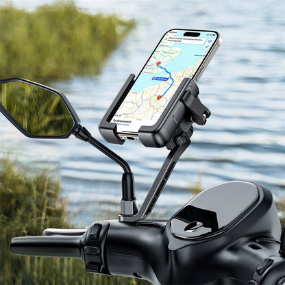 BASEUS Motorcycle phone holder with shock absorption for the mirror - black – image 2