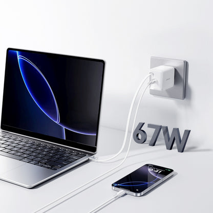 JOYROOM GaN wall charger with retractable USB-C cable 67W - white – image 6