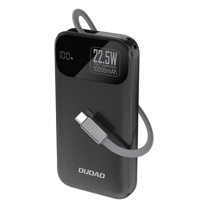 DUDAO Powerbank K31 10000 mAh 22.5W PD with built-in cable - black