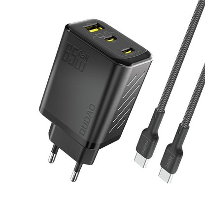 DUDAO GaN wall charger with USB-C cable 1m 65W - black