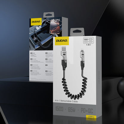 DUDAO 4in1 USB-A / USB-C - Lightning / USB-C spiral cable - black – image 2