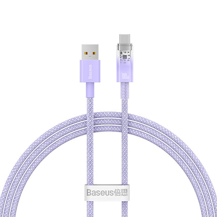 BASEUS Explorer cable with temperature sensor USB-A USB-C 100W 1m - purple