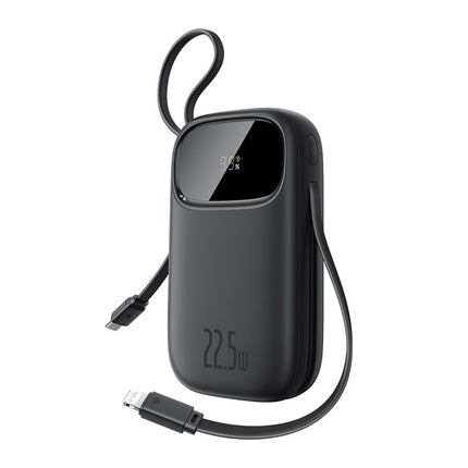 BASEUS Powerbank 10000mAh 22.5W with display with USB-C iPhone Lightning cables - black