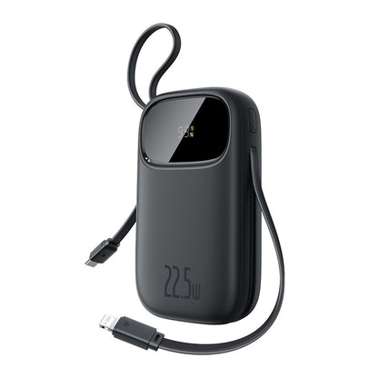 BASEUS Powerbank 10000mAh 22.5W with display with USB-C iPhone Lightning cables - black