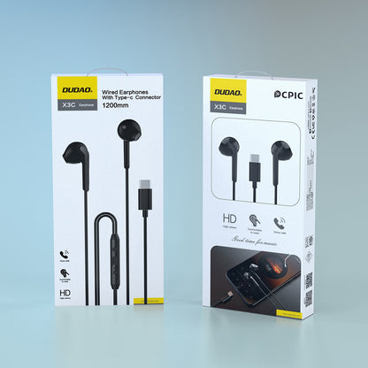 DUDAO USB-C 1.2m wired in-ear headphones - black – image 5