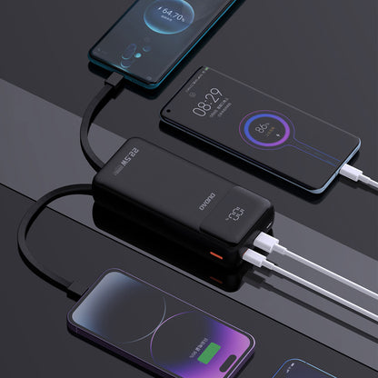 DUDAO Powerbank 20000mAh 22.5W PD USB-C USB-A with built-in iPhone Lightning USB-C cables - black – image 5
