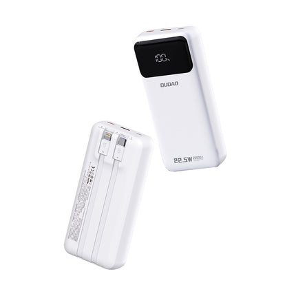DUDAO Powerbank 20000mAh 22.5W PD USB-C USB-A with built-in iPhone Lightning USB-C cables - white – image 2