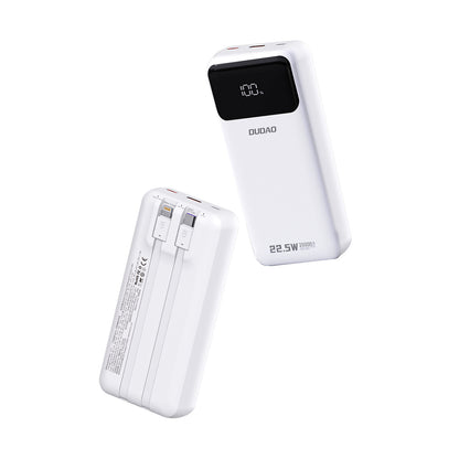 DUDAO Powerbank 20000mAh 22.5W PD USB-C USB-A with built-in iPhone Lightning USB-C cables - white – image 2