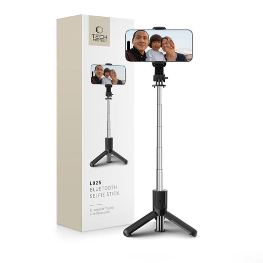 Tech-Protect Selfie stick stick tripod for photos Bluetooth tripod up to 72cm - black