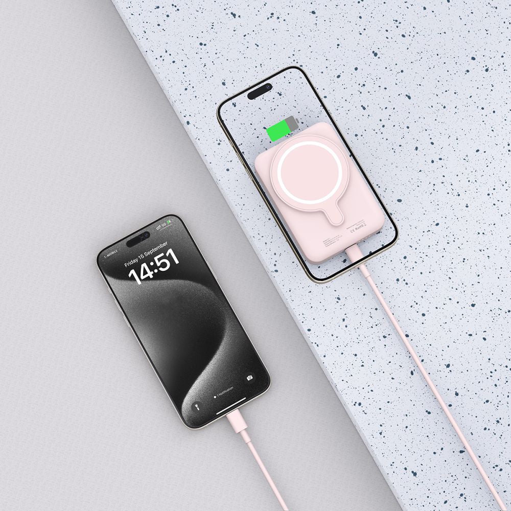 Tech-Protect PB11 10000mAh 15W MagSafe magnetic powerbank with USB-C cable - pink – image 6