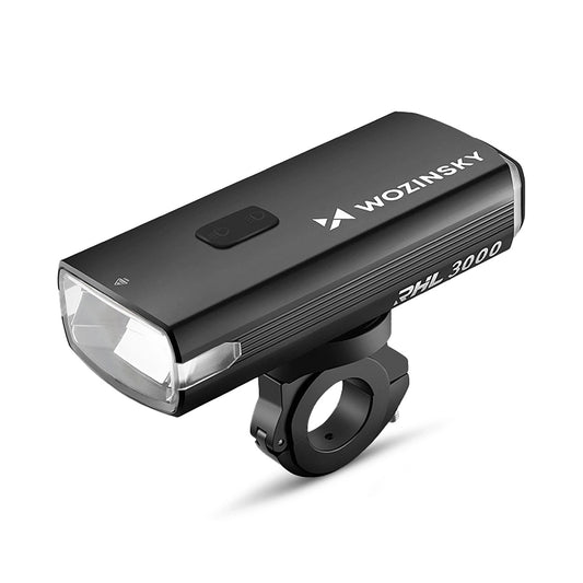 WOZINSKY Front bicycle light with USB-C cable 3000 lm - black