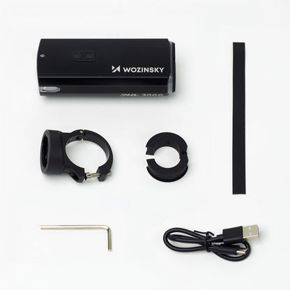 WOZINSKY Front bicycle light with USB-C cable 3000 lm - black – image 3
