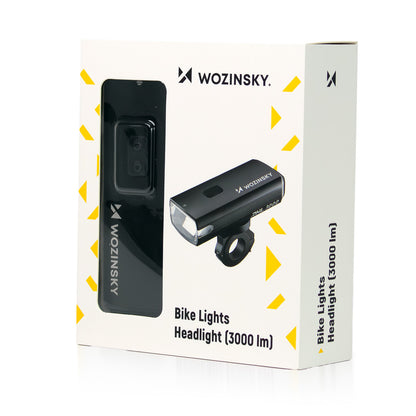 WOZINSKY Front bicycle light with USB-C cable 3000 lm - black – image 4