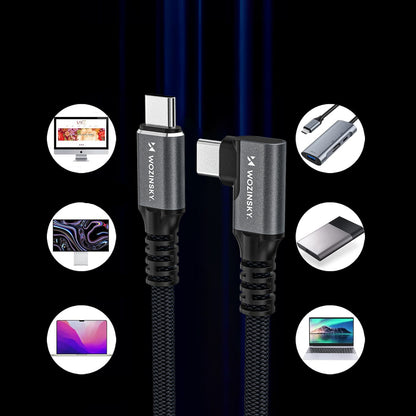 WOZINSKY Thunderbolt 4 USB-C 240W 4K 1m angled cable - black – image 6