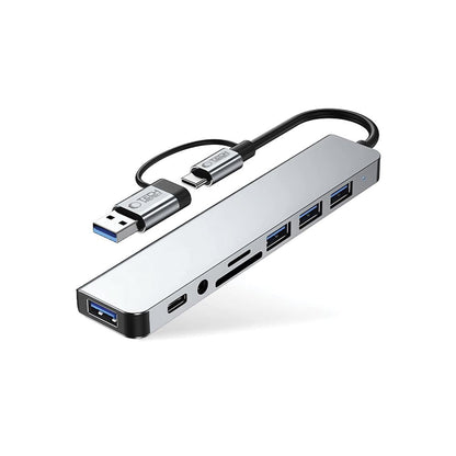 Tech-Protect HUB multifunctional distributor 8in1 USB-C USB-A SD/TF AV3.5 - gray – image 2