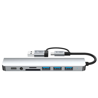 Tech-Protect HUB multifunctional distributor 8in1 USB-C USB-A SD/TF AV3.5 - gray – image 4