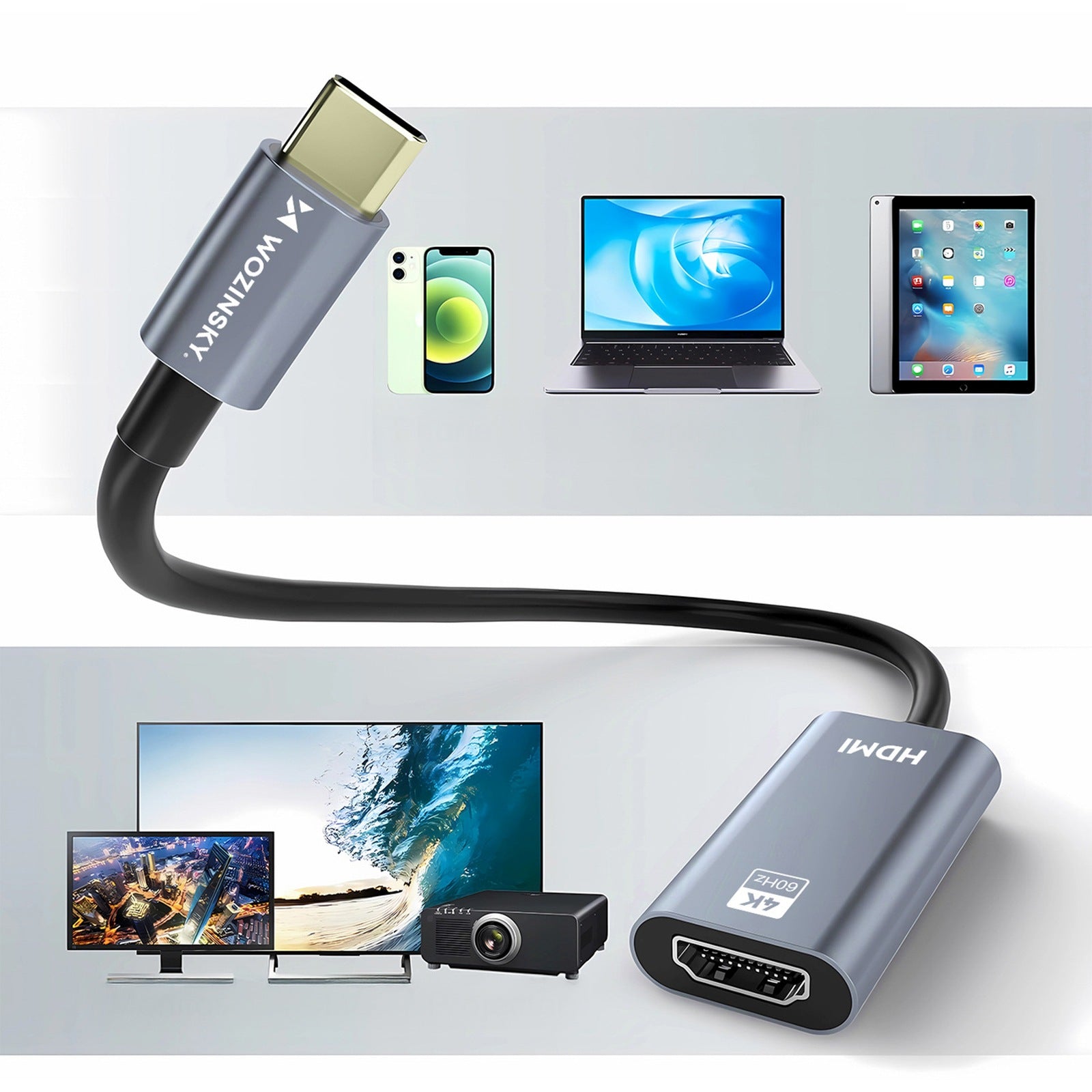 WOZINSKY Power Connector Adapters – USB-C - HDMI 4K 60Hz adapter – image 11