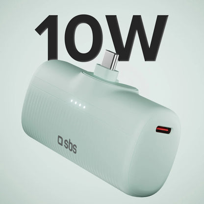 SBS EcoPower 5000 mAh 10W powerbank with built-in USB-C port - green – image 2