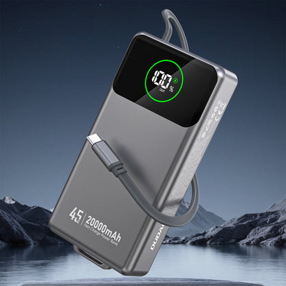 DUDAO K31 Pro 20000mAh Powerbank with 45W USB-C Retractable Cable - Gray – image 3