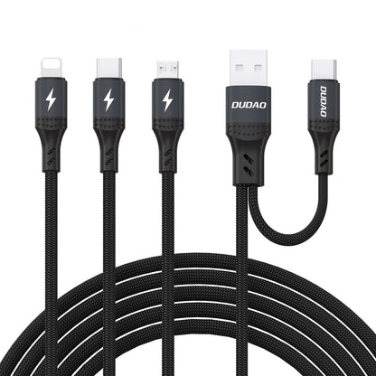 DUDAO USB-A USB-C to Lightning USB-C MicroUSB 66W multifunction cable - black