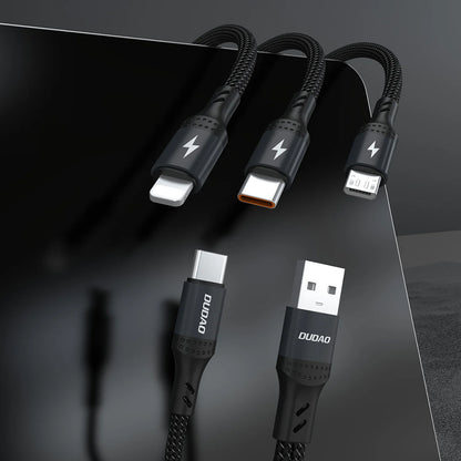 DUDAO USB-A USB-C to Lightning USB-C MicroUSB 66W multifunction cable - black – image 2