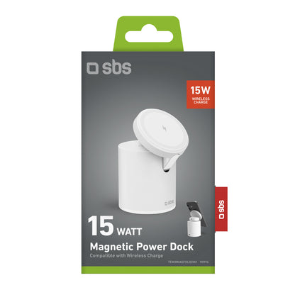 SBS 2in1 wireless magnetic charging station for smartphone, headphones - white – image 2