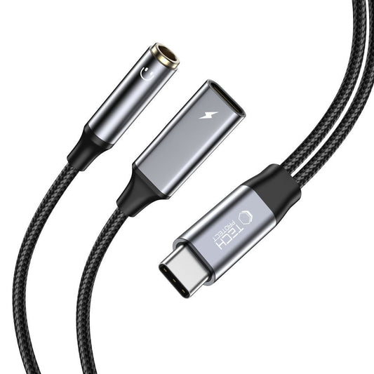 Tech-Protect USB-C - USB-C / 3.5mm mini jack cable - black
