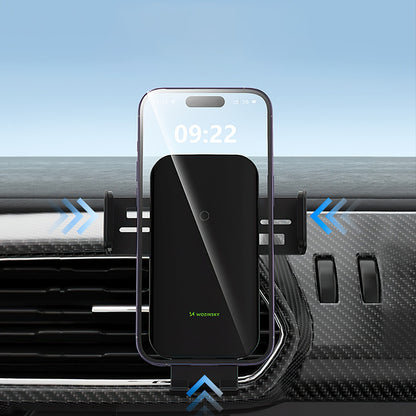 WOZINSKY Clamp car holder with inductive phone charger for 15W grid - black – image 8
