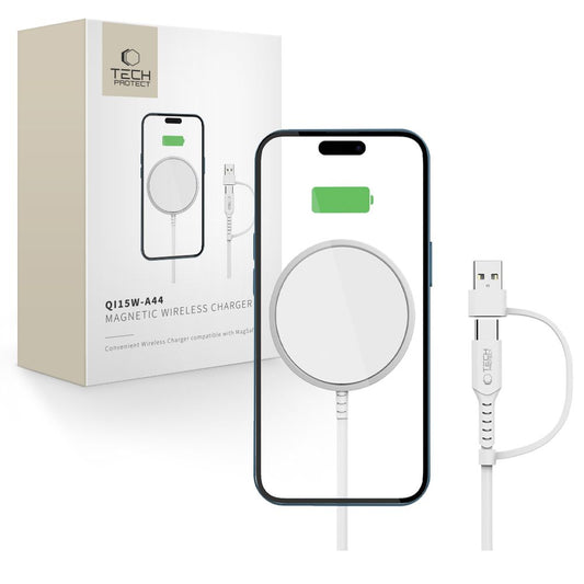 Tech-Protect QI15W-A44 MagSafe magnetic wireless smartphone charger - white