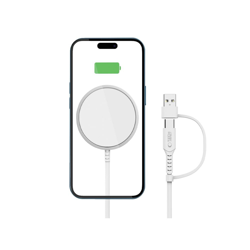 Tech-Protect QI15W-A44 MagSafe magnetic wireless smartphone charger - white – image 2
