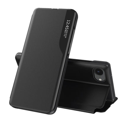 HURTEL Case with flap and stand for iPhone 16e Eco Leather View Case - black