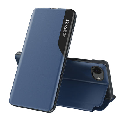 HURTEL Case with flap and stand for iPhone 16e Eco Leather View Case - blue