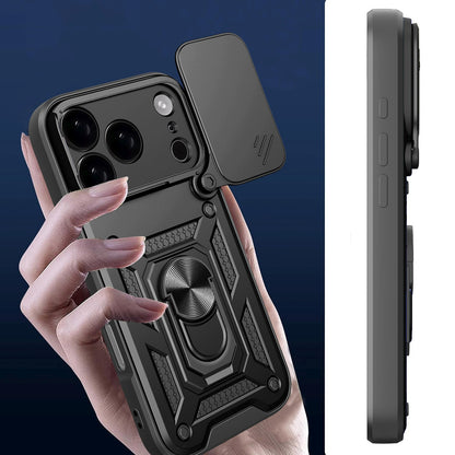 HURTEL Armored case with camera cover stand for iPhone 17 Pro Max Hybrid Armor Camshield - black – image 4