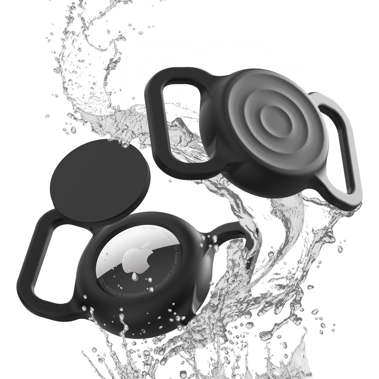 HURTEL Silicone waterproof AirTag locator case for dog and cat collar - black – image 3