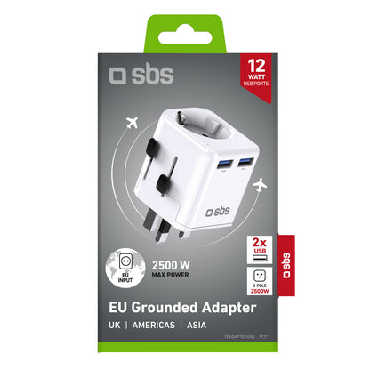 SBS UK US AUS Asia EU USB-A travel network adapter - white – image 2