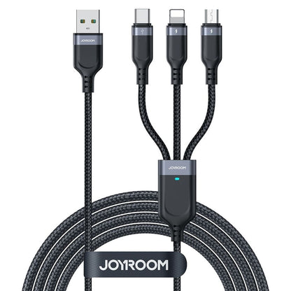 JOYROOM 3in1 USB-A - Lightning USB-C MicroUSB cable 1.2m - black