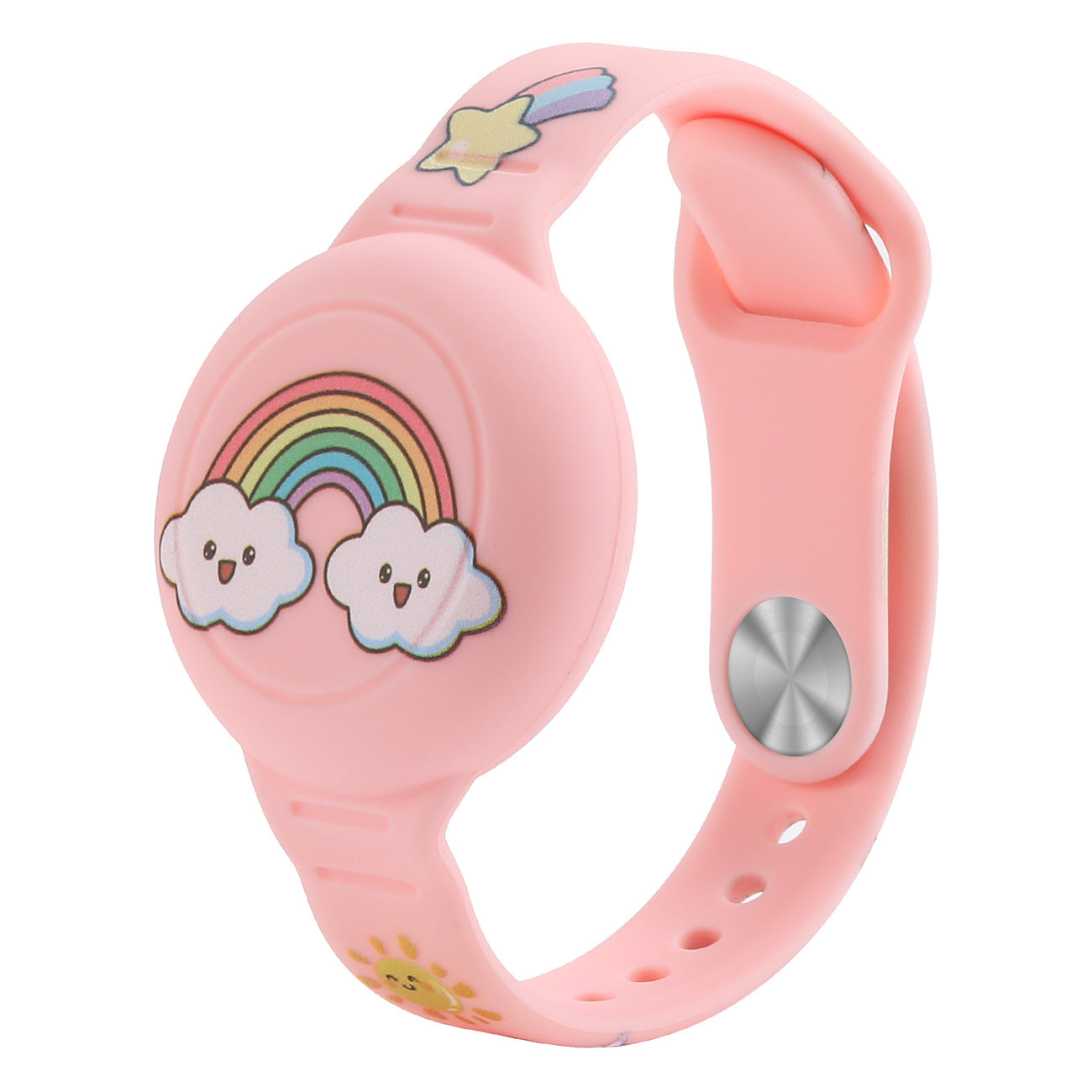 HURTEL Silicone strap for a child's AirTag locator - pink rainbow