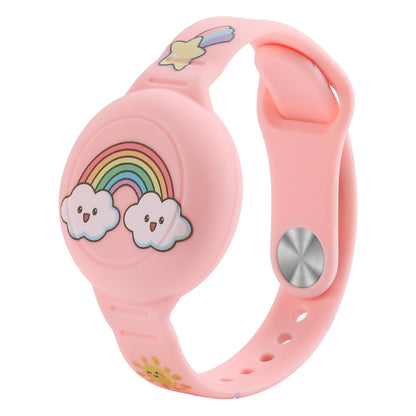 HURTEL Silicone strap for a child's AirTag locator - pink rainbow