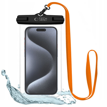 Tech-Protect Waterproof case for smartphones up to 6.9'' - black and orange
