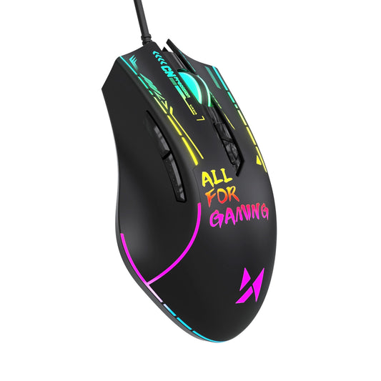 WOZINSKY Wired optical gaming mouse with backlight, 7 buttons, 7200 DPI RGB - black