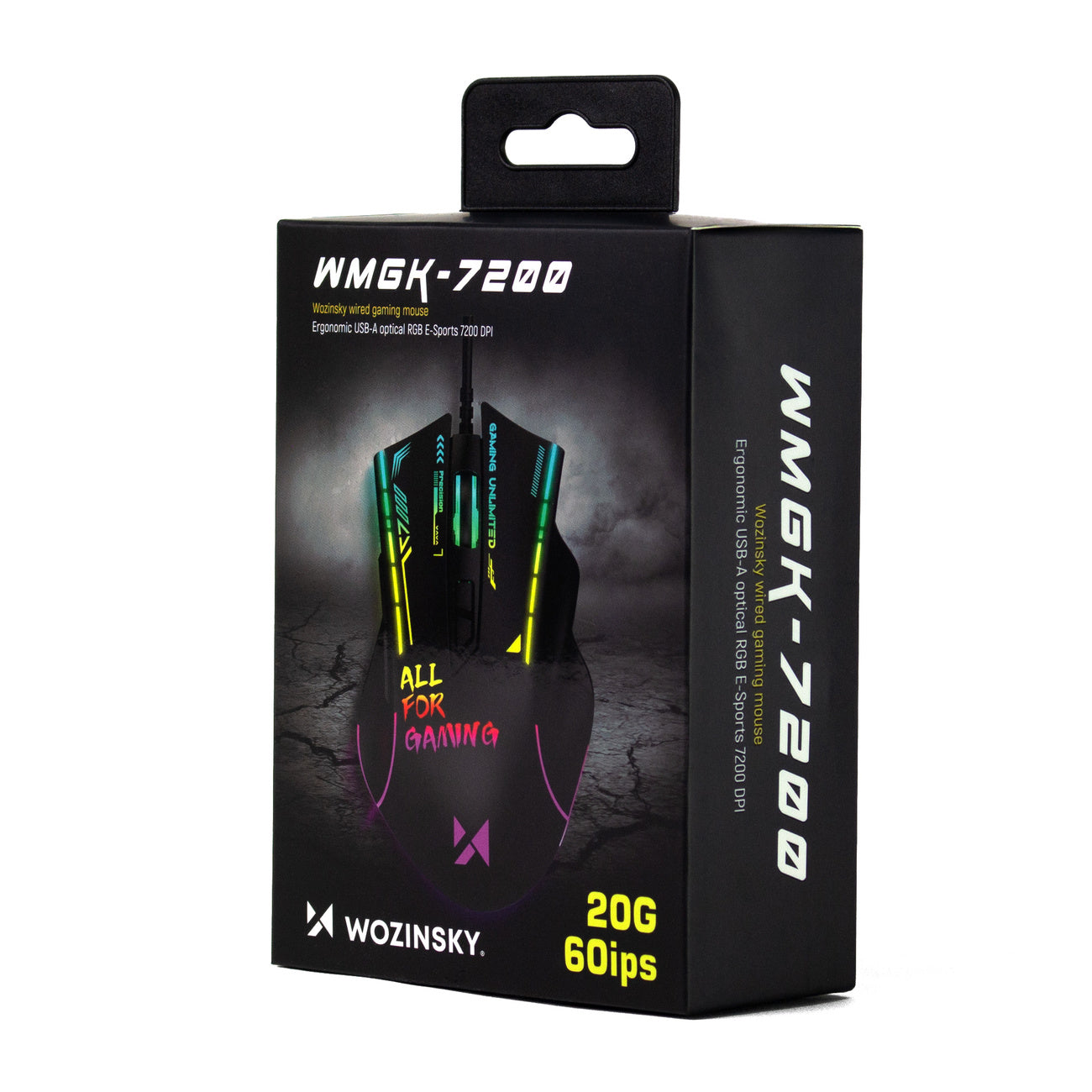 WOZINSKY Wired optical gaming mouse with backlight, 7 buttons, 7200 DPI RGB - black – image 5