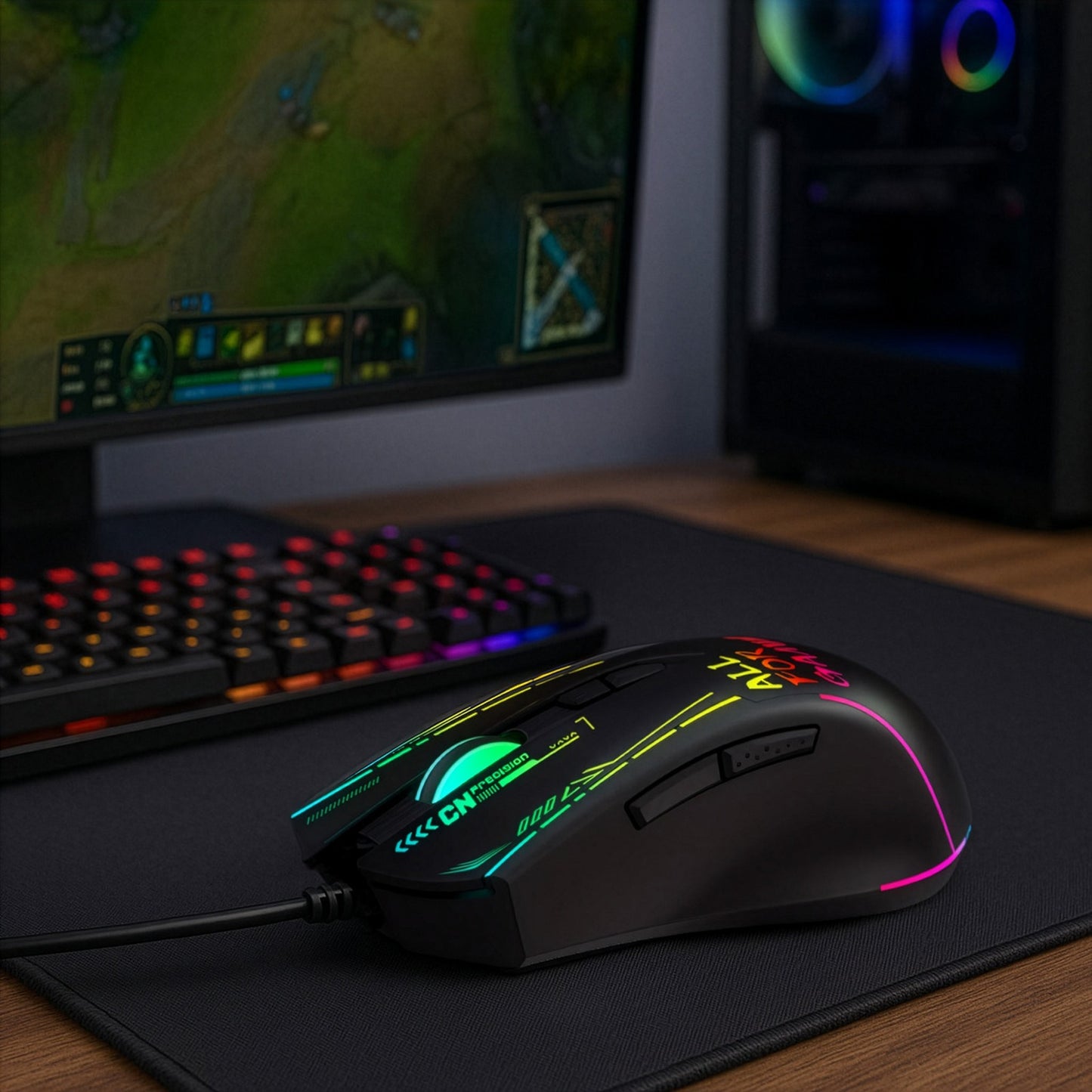 WOZINSKY Wired optical gaming mouse with backlight, 7 buttons, 7200 DPI RGB - black – image 7